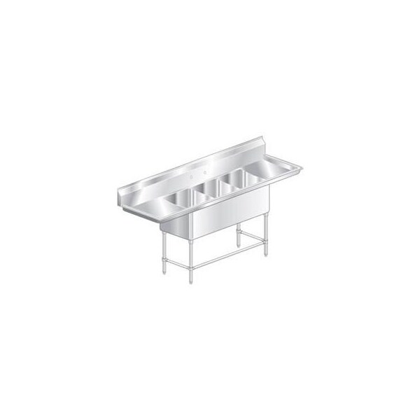 Aero Aero Manufacturing Company Three Bowl Aerospec SS NSF Sink, Two 18'W Drainboards 2F3-2424-18LR - main